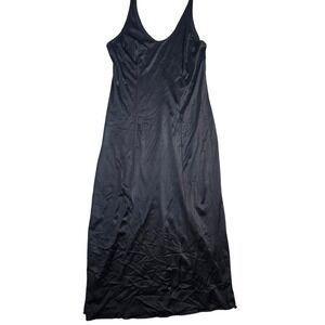 Bali Studio Black Full Slip Dress Scalloped Trim Nylon Spandex Large 4632790